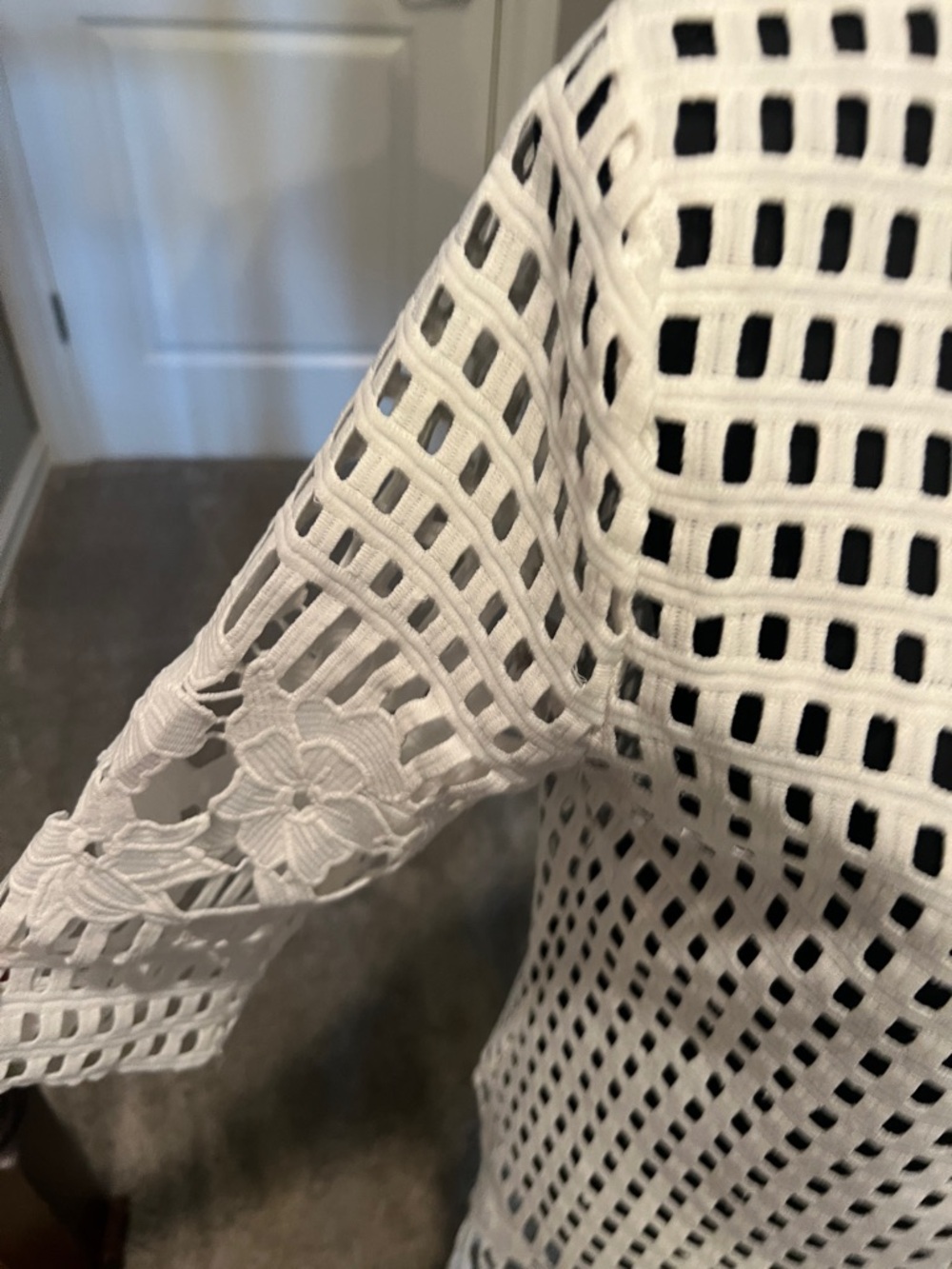 Feratelli White Crochet Openwork Kimono Coverup - Picture 5 of 9